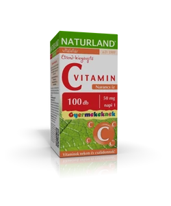 Naturland C-vitamin 50 mg narancs ízű rágótabletta gyerekeknek 100 db